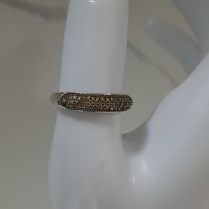 3/4 ct Champagne Diamond Pave Band in Sterling Silver Womens Size 6 3/4 - HSN